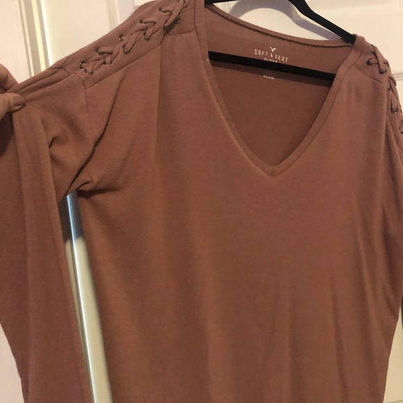 Dusty Rose/mauve soft & sexy long sleeved top - Picture 3 of 3